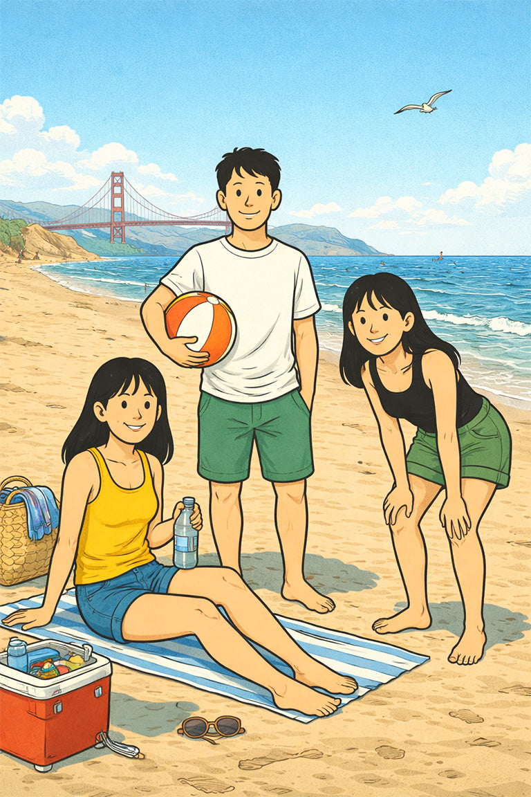 Beach day with Jackie, Elvin, and Bella. Where we collect sunshine, sketches, and new ideas.