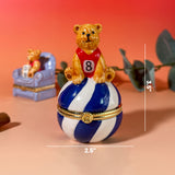 Teddy Bear on Striped Ball Trinket Box