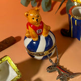 Teddy Bear on Striped Ball Trinket Box
