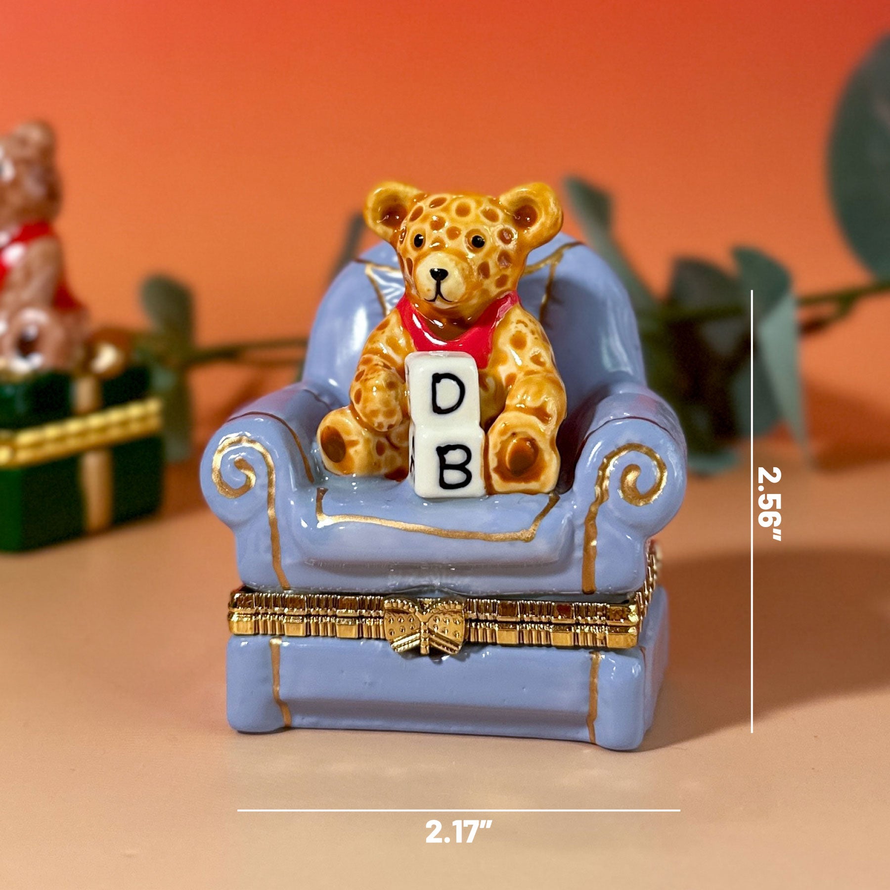 Teddy Bear in Armchair Trinket Box