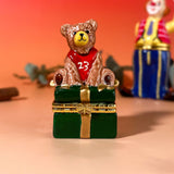 Teddy Bear On Green Present Trinket Box