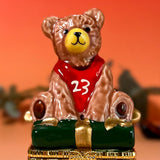 Teddy Bear On Green Present Trinket Box