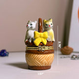 Adorable Cats in Basket Trinket Box