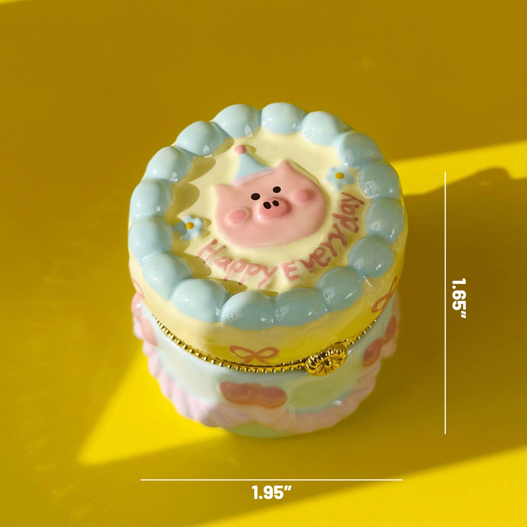 Pig Birthday Cake Trinket Box