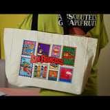 San Francisco Stamp Wide Tote Bag