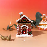 Hand-painted ceramic Gingerbread House Trinket Box decorated with Christmas Wreath, holiday gift idea