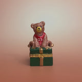 Teddy Bear On Green Present Trinket Box
