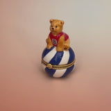 Teddy Bear on Striped Ball Trinket Box